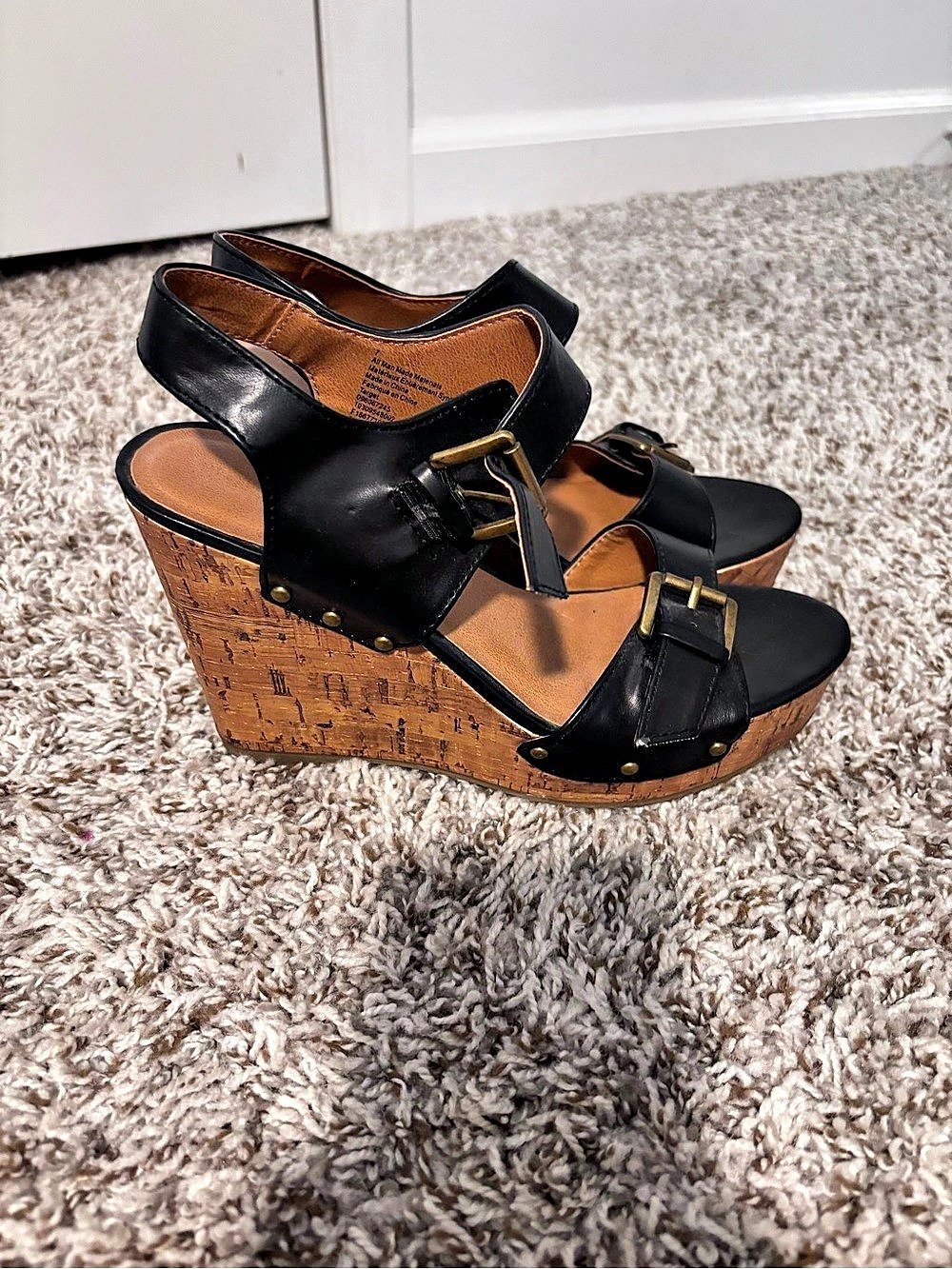 Aldo Women's Cork Wedge Sandals in Black